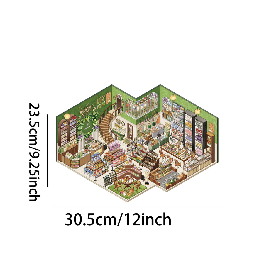 4 Stück 3D Stereo Shop Scene PET-Aufkleber in Multicolour für dein Journal - Bild 3