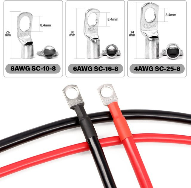 Batterie-Wechselrichterkabel mit SC-Stecker aus Kupfer und PVC-Isolierung für Solaranlagen und UPS, Farben: Schwarz und Rot, Längen: 20 cm bis 100 cm - Bild 1