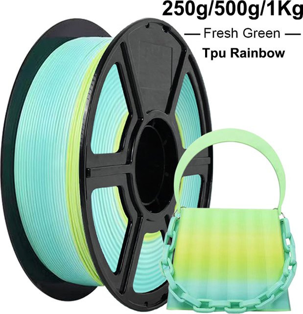 FlexMaterials TPU flexibles 3D-Drucker-Filament Regenbogen Grün 1,75 mm - Bild 1