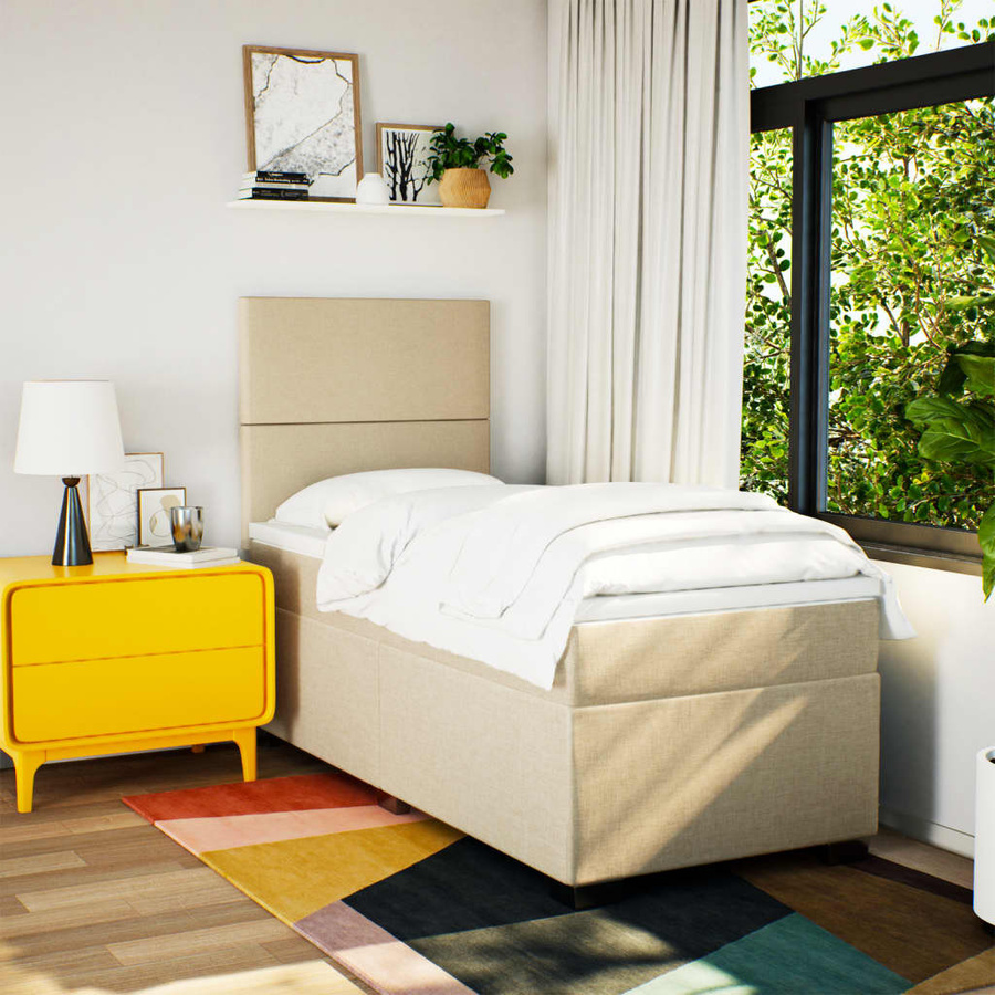 vidaXL Boxspringbett mit Matratze Hybrid-Design in Beige und Weiß, B/T/H: 80 x 200 cm - Bild 2