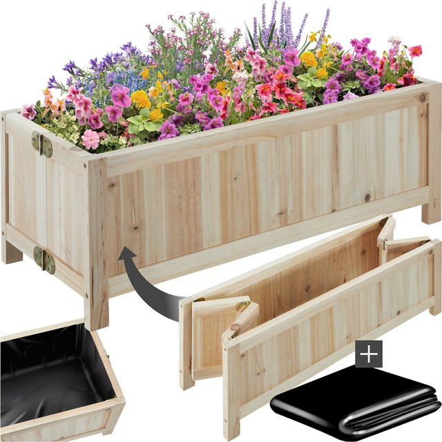 tectake Hochbeet Blomster klappbar aus Tannenholz in Braun, B/T/H: 70 x 30 x 25 cm - Bild 1