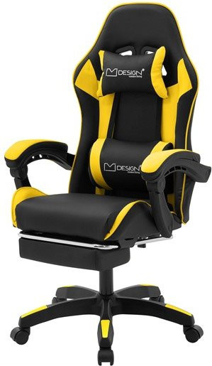 ML-Design Gaming Stuhl mit Fußstütze und Armlehnen in Schwarz-Gelb aus Kunstleder - Bild 1