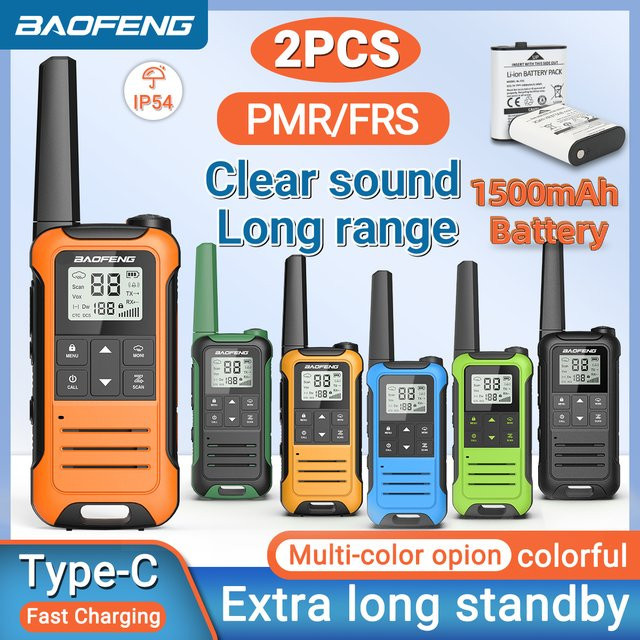 Baofeng F22 Mini Walkie-Talkie Set 2 Stück, PMR FRS Langstrecken-Funkgeräte in Grün mit USB-C-Ladegerät - Bild 1