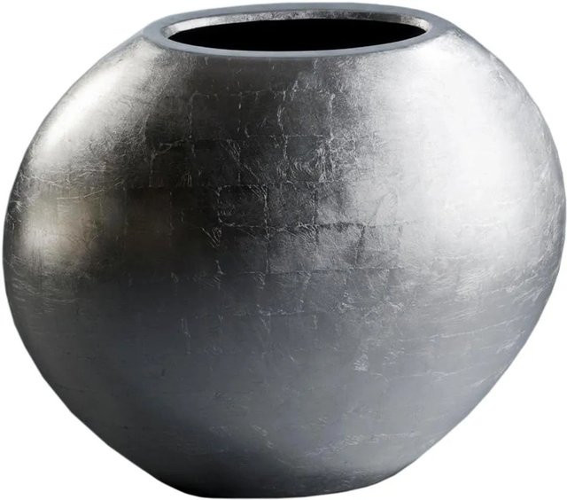 Vivanno Bodenvase oval in Blattsilber aus Fiberglas, Höhe: 59 cm, Breite: 29 cm, Tiefe: 50 cm - Bild 1