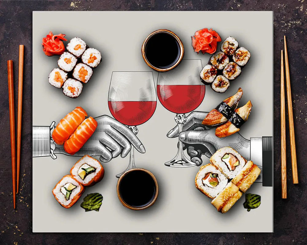 Rahmenloses Glaspanel für die Küche mit Wein-Motiv in Rot und Mehrfarbig, B: 65 cm, H: 60 cm - Bild 1