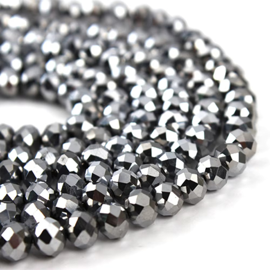 Louleur Perlen, facettierte Kristall Abacus, Silber überzogen, Glas - Bild 4