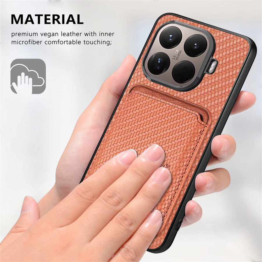 Magnetische 2-in-1 Handyhülle aus Kohlefaser-Leder mit abnehmbarem RFID-Kartenhalter für Xiaomi 17T Pro, 15T Pro, Mi 15T und 17T in Grün - Bild 4