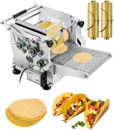 VEVOR Elektrischer Tortilla Maker aus Edelstahl in Silber mit Antihaftbeschichtung und zwei Formen für Maistortillas, Sopes, Roti und Pita - Bild 1