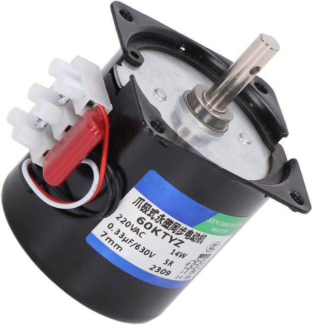 Mikro Getriebemotor 220V mit Permanentmagnet Synchron Zentralachse 7mm Bohrung Schwarz 5 U/min - Bild 1