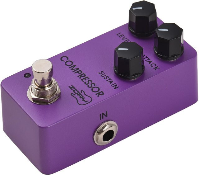 ZORY Gitarren-Kompressor Effektpedal mit Level, Attack und Sustain, DC 9V, 6,35mm Eingangs- und Ausgangsschnittstelle, violett - Bild 1