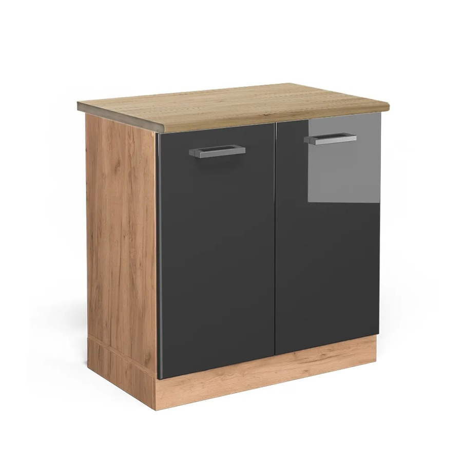 Vicco Spülenunterschrank R-Line in Anthrazit Hochglanz und Goldkraft Eiche, B/T/H: 80 x 60 x 81,6 cm - Bild 2