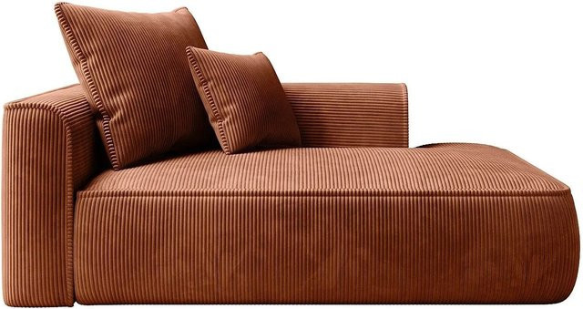 Vente-unique Recamiere Pineta ohne Schlaffunktion in Terracotta mit Cord-Struktur, Breite: 180 cm - Bild 1