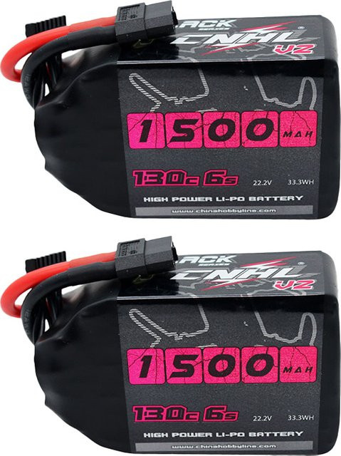 CNHL Lipo-Akku 6S 22,2V 1500mAh 130C mit XT60-Stecker für RC FPV Flugzeug und Drohne, 2 Stück, Schwarz - Bild 1