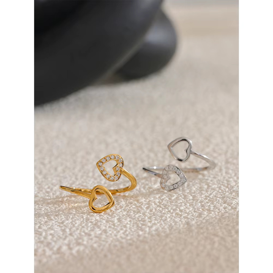 Yhpup Ring Edelstahl, Gold, Herz, Damen - Bild 1