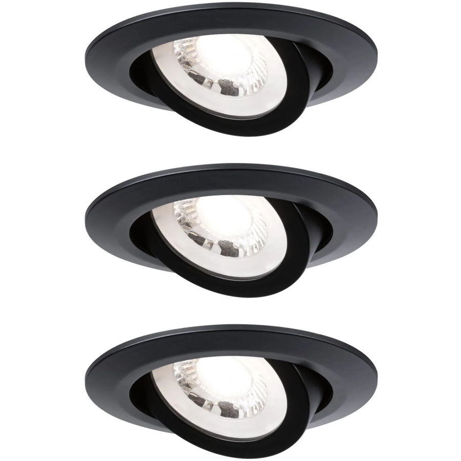 Paulmann LED-Einbaustrahler 3er Set Schwarz matt schwenkbar mit warmweißem Licht - Bild 2