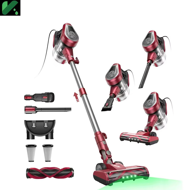 Vactidy C8 Kabelgebundener Staubsauger in Rot mit 600W Turbomotor, 60kPa Saugkraft, 1,5l Staubbehälter und V-förmiger Bürste - Bild 2