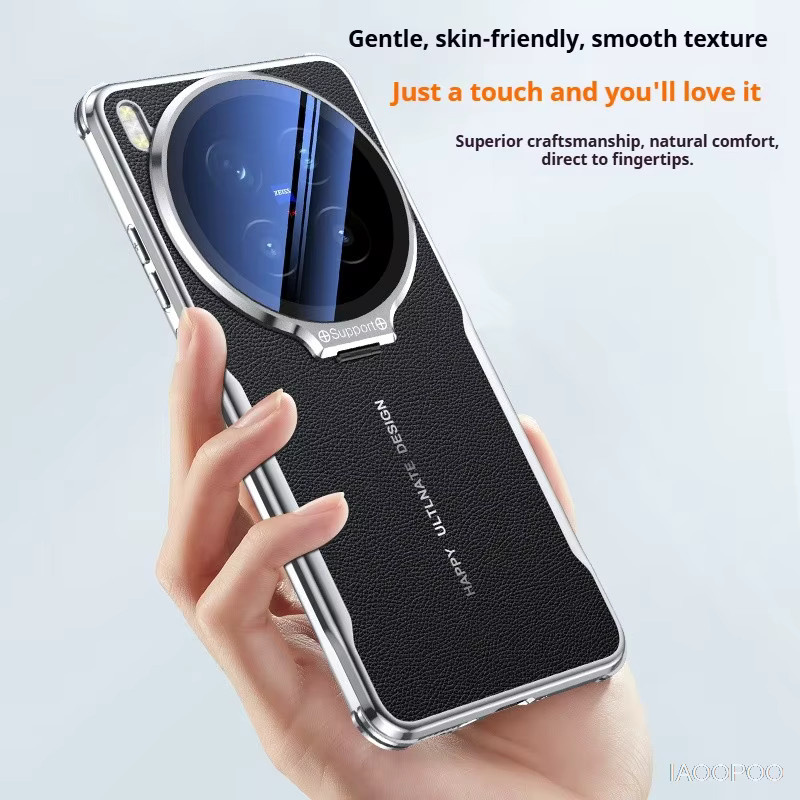 iAOOPOO Schutzhülle aus PU-Leder mit Kamera-Glasfilm und verstecktem Ständer für VIVO X300 Pro, X200 und X100 Ultra Pro, Farbe: Rot - Bild 2