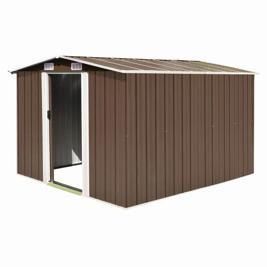 vidaXL Gerätehaus aus verzinktem Stahl in Braun, B/T/H: 257 x 298 x 178 cm - Bild 2