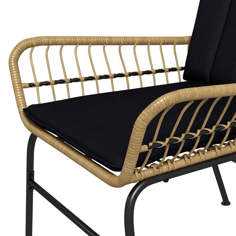 Outsunny Bistro-Set aus Polyrattan in Schwarz mit Hartglasplatte für Garten, Balkon und Terrasse, B/H/L: 68 x 95 x 78 cm - Bild 4
