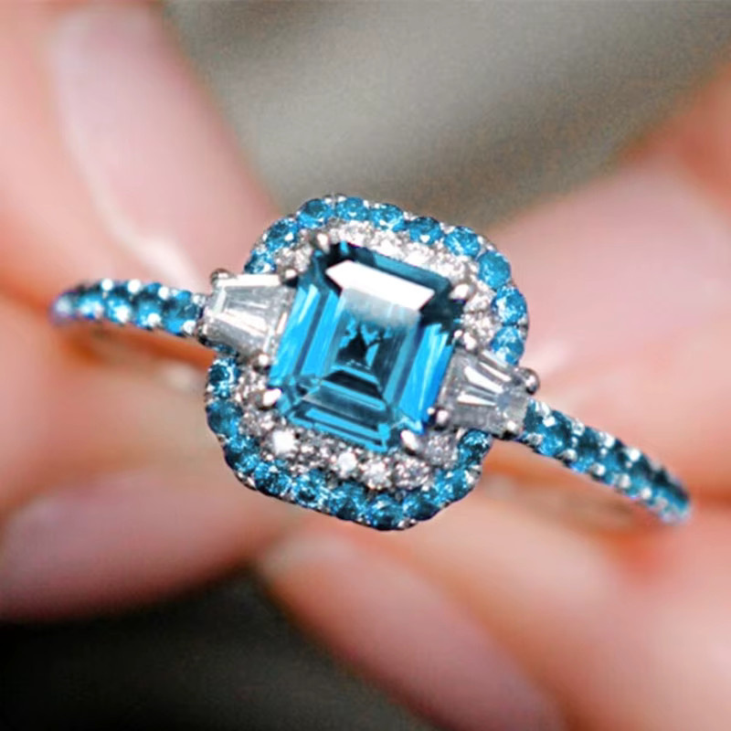 Huitan Ringe, Silber, Zirkonia, Damen, Himmelblau - Bild 2