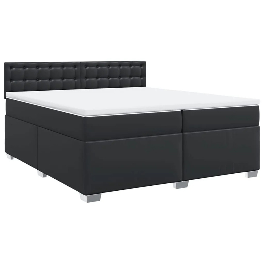 vidaXL Boxspringbett mit Matratze in Schwarz, Hybrid-Bett mit USB-Ladeport und Unterbettbeleuchtung, Kunstleder, B/T: 200 x 200 cm - Bild 2