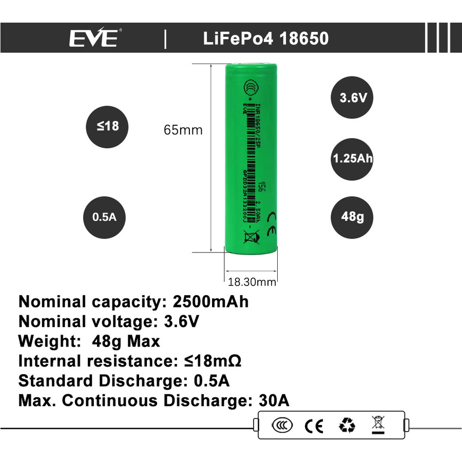 EVE Wiederaufladbare Lithium-Ionen-Batterien 100 Stück für Solarleuchten und Mini-Ventilatoren - Bild 2