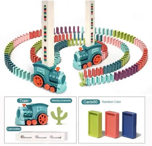 Automatisch Legender Dominozug Elektroauto, Bausteine Bausätze, blau, ab 4 Jahre - Bild 1