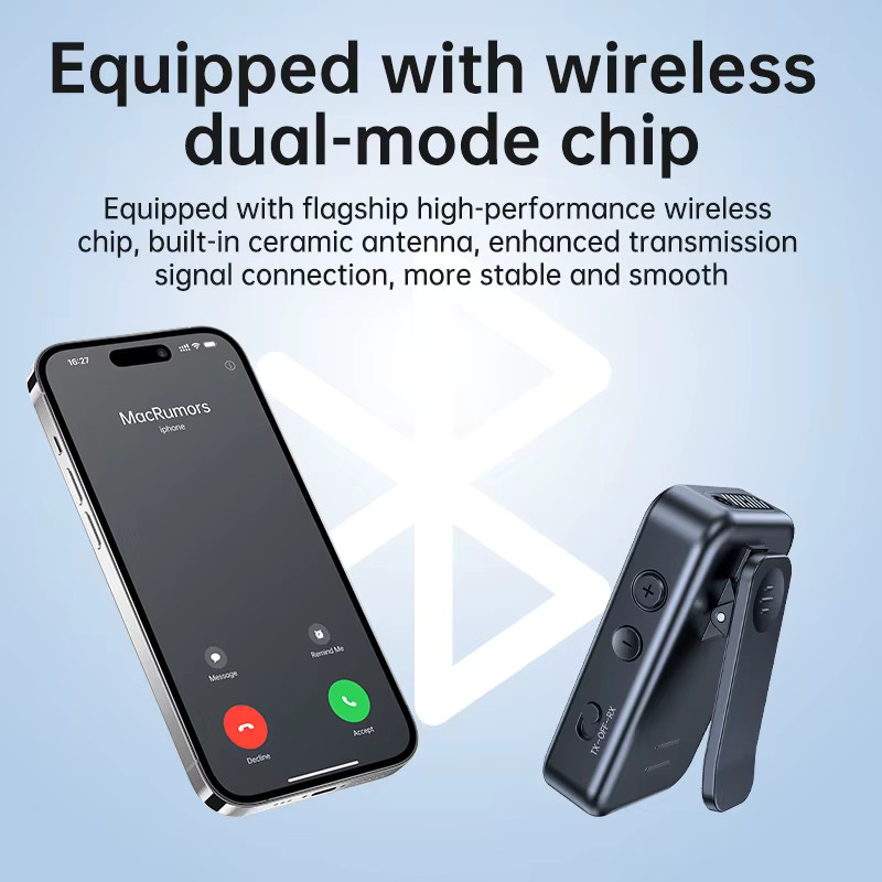 kebidumei Lavalier Bluetooth 5.4 Audio Receiver und Sender mit LCD Display, 3,5 mm AUX und TF Karte, Schwarz - Bild 5
