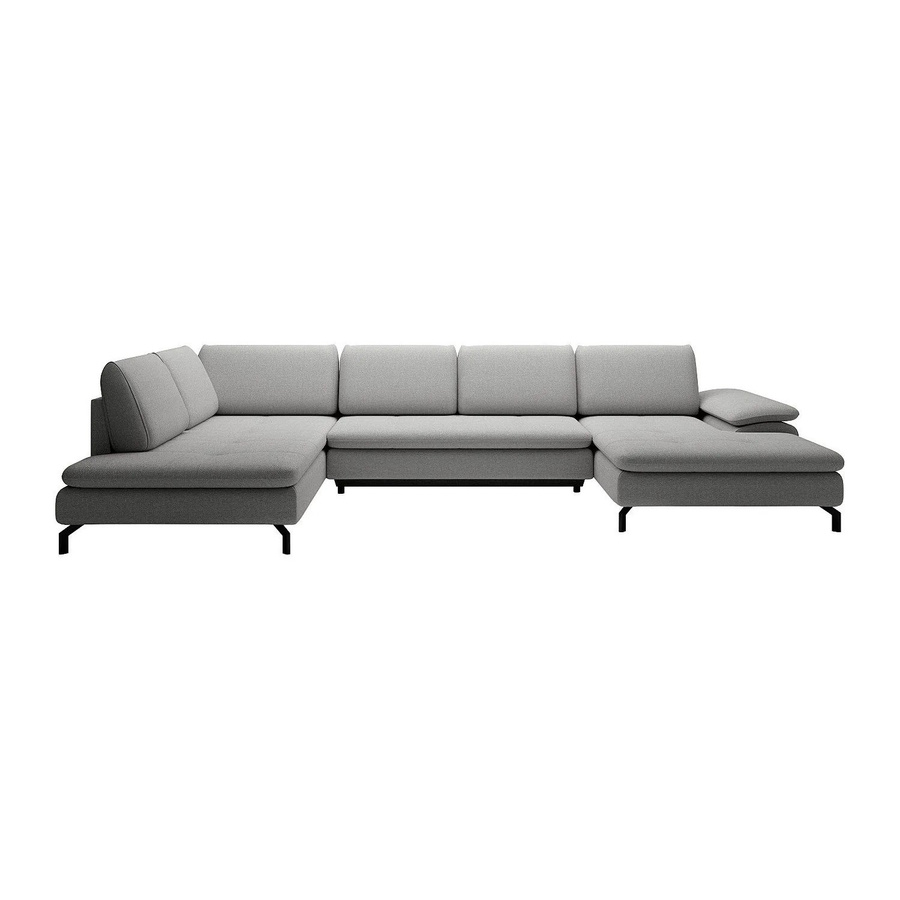 Vente-unique Schlafsofa Archibald in Grau mit L-Form und Schlaffunktion aus Strukturstoff - Bild 2