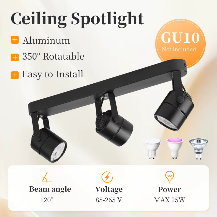 LANGYUE Moderne GU10 LED-Deckenleuchte aus Aluminium in Schwarz für Küche, Esszimmer und Home Office - Bild 6