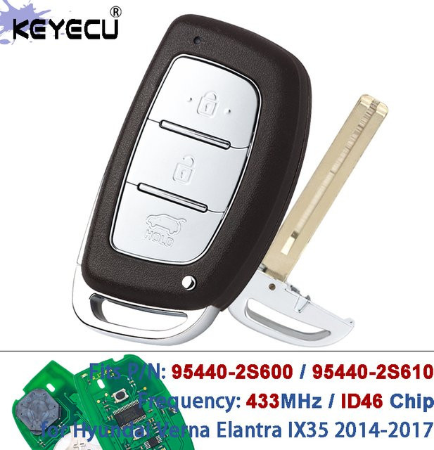 KEYECU Smart Keyless Fernbedienungsschlüssel mit 433MHz ID46 Chip für Hyundai Verna Elantra IX35 in Schwarz - Bild 1