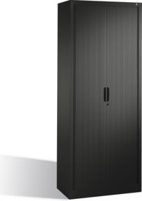 C+P Aktenschrank Omnispace mit Rollladen in Anthrazit, 5 Ordnerhöhen, höhenverstellbare Regalböden und Drehzylinderschloss, H: 198 cm, B: 80 cm, T: 42 cm - Bild 1