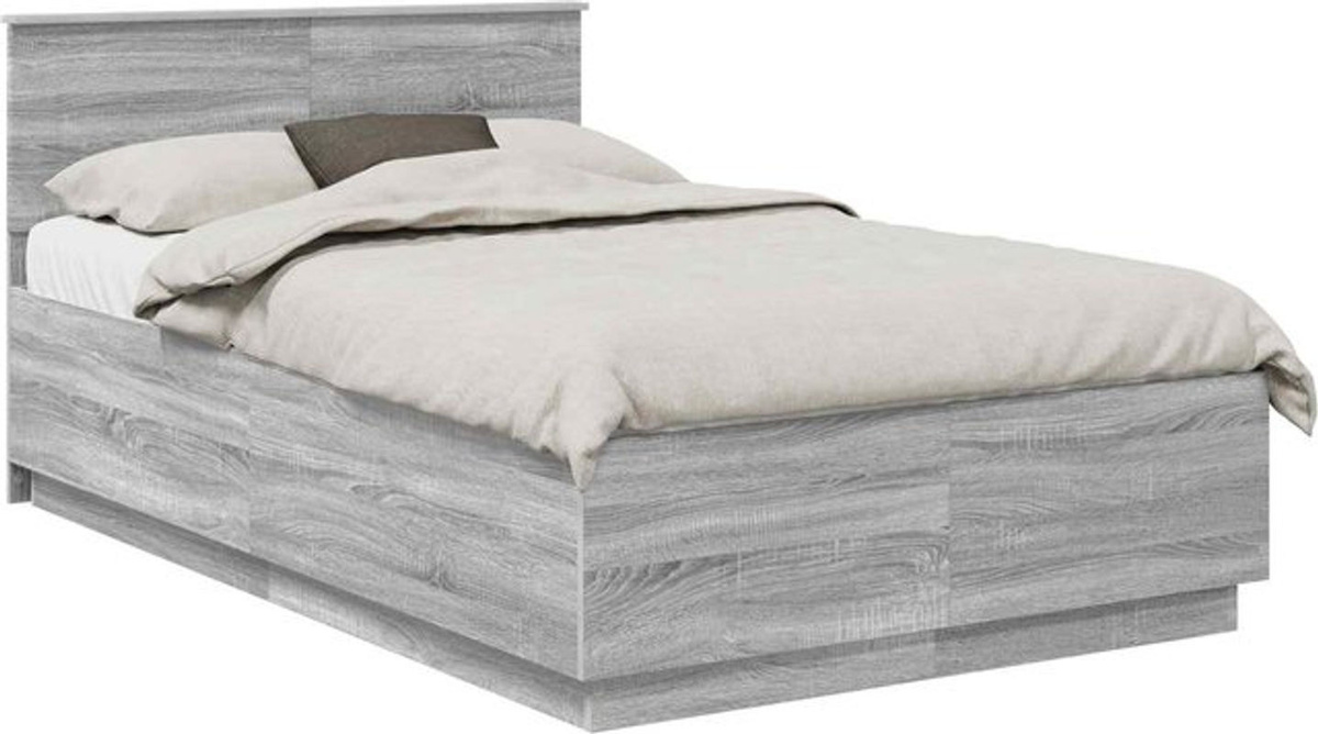 Modernes Bettgestell vidaXL aus Holzwerkstoff in Grau, B/T/H: 135 x 190 cm - Bild 1