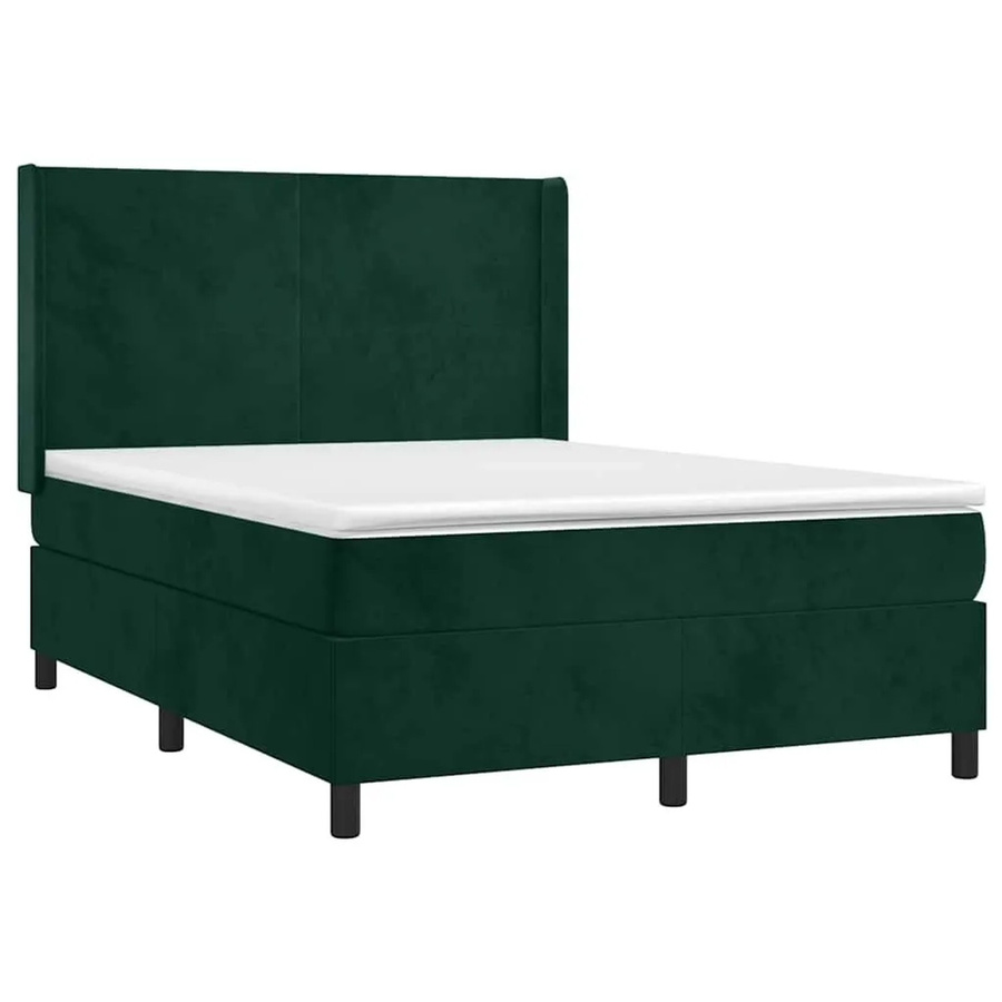 vidaXL Boxspringbett mit Matratze in Dunkelgrün aus Samt, Hybrid-Design mit Taschenfederkern, B/T: 140 x 200 cm - Bild 2