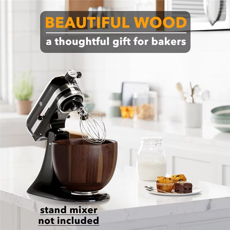 A74G Halter aus Akazienholz für KitchenAid Küchenmaschinen-Mischschüsseln (4,5 & 5 QT), Farbe: Braun - Bild 1