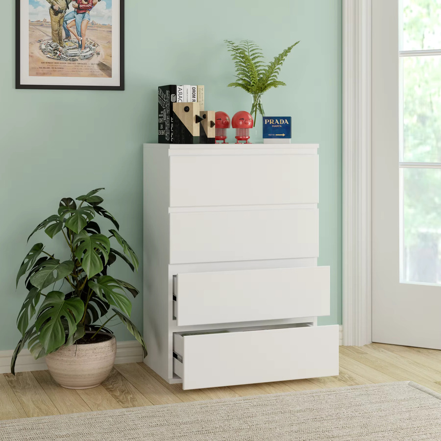 Getone Kommode als Sideboard mit 4 Schubladen, weiß, aus Holz, B/T/H: 60 x 40 x 80 cm - Bild 2