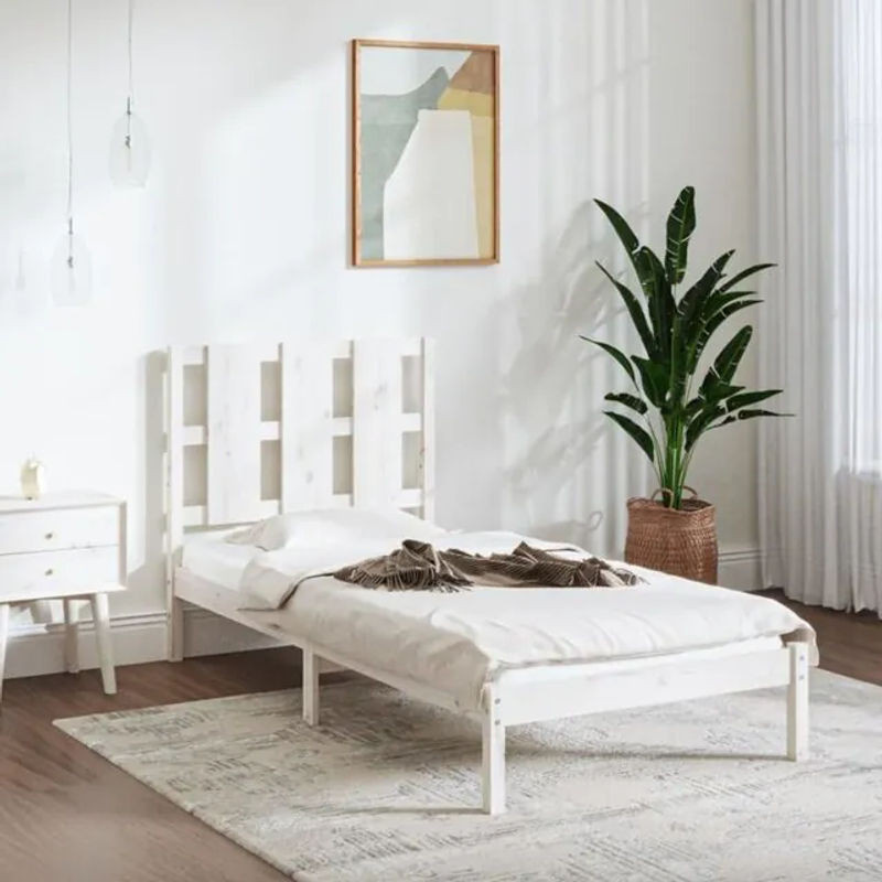 Massivholzbett aus Kiefernholz von vidaxl in Weiß, Modernes Design, B/T/H: 90 x 200 cm - Bild 1