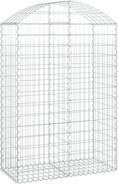 vidaXL Gabione mit Hochbogen aus verzinktem Eisen in Silber, B/T/H: 100 x 50 x 140/160 cm - Bild 1