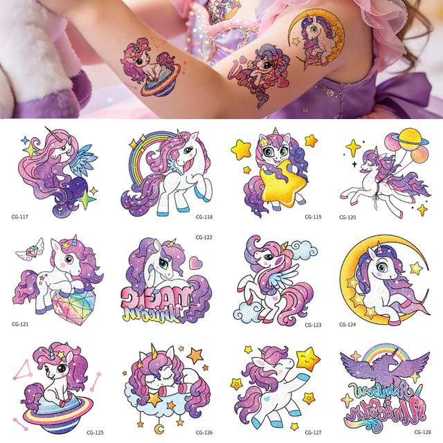 ROCOOART Einhorn Temporäre Tattoo-Aufkleber, Regenbogen-Pferdemuster - Bild 1
