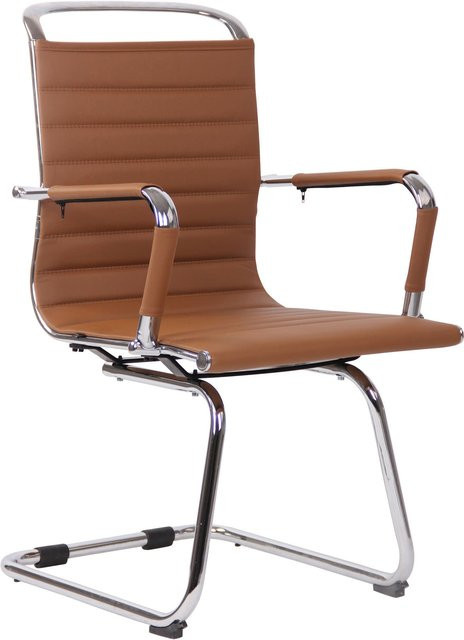 TPFLiving Besucherstuhl Baldwin in Hellbraun mit Kunstleder und Metallgestell in Chromoptik, B/T/H: 60 x 57 x 96 cm - Bild 1