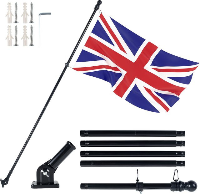 Fahnenmast Montage-Kit aus Edelstahl in Schwarz für die Wandmontage im Außenbereich - Bild 1