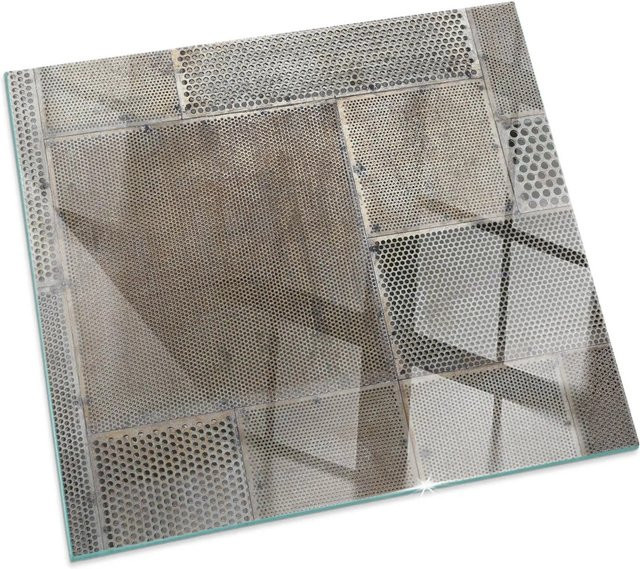 Tulup Glasplatte für Kamin und Ofen mit Lochblechmuster in Beige, B/B: 50 x 50 cm - Bild 1