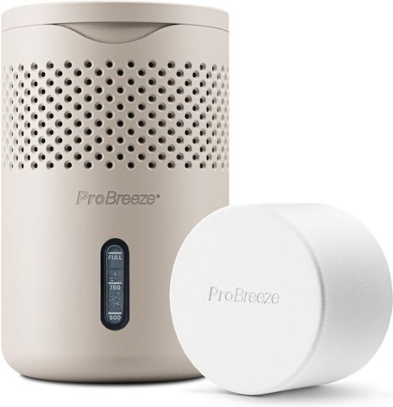 Pro Breeze Moisture Absorber Feuchtigkeitsabsorber mit nachfüllbaren Kiesel-Tabletten 1,3 l in Grau und Weiß - Bild 1