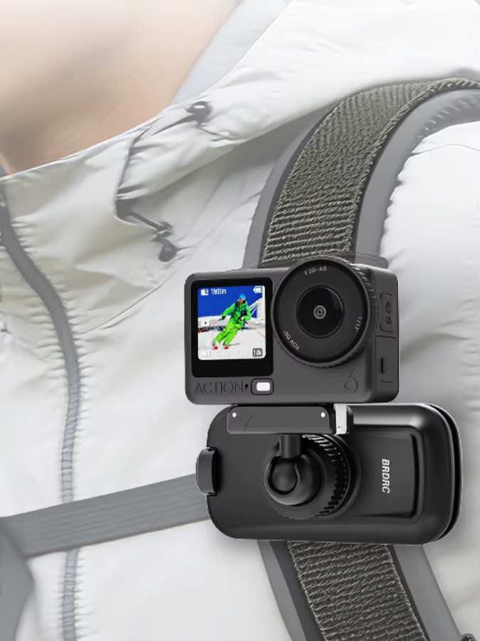 BRDRC Magnetischer Rucksack-Clip für DJI Action 6/5 Pro/4 Kamera-Zubehör, 360 Grad drehbarer Schnellwechsel-Adapter, Schwarz - Bild 7