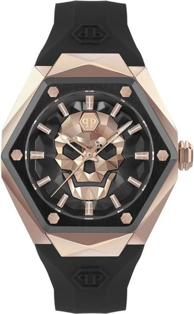 Philipp Plein Herrenuhr, Quarz, Edelstahl, 46 mm, Silikon, Schwarz, 5 ATM - Bild 1