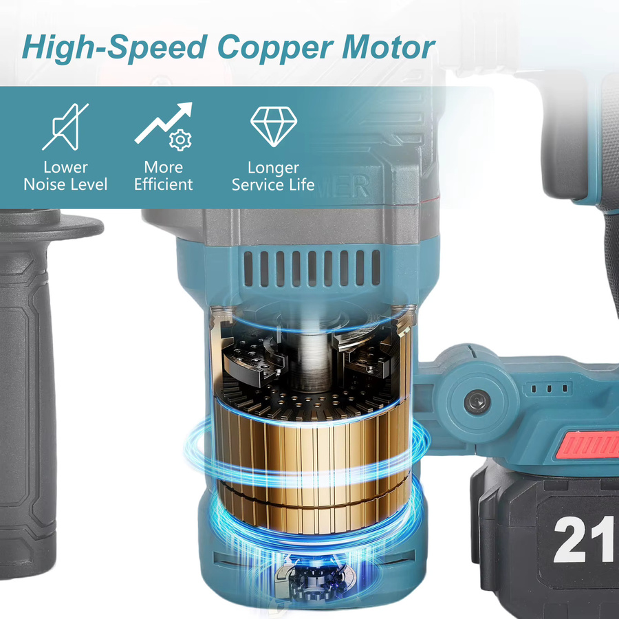 Makita 2200W Bürstenloser Elektro-Schlagbohrer und Akku-Schrauber mit 26mm Bohreraufnahme, kompatibel mit Makita LXT 18V Akkus, Blau - Bild 2
