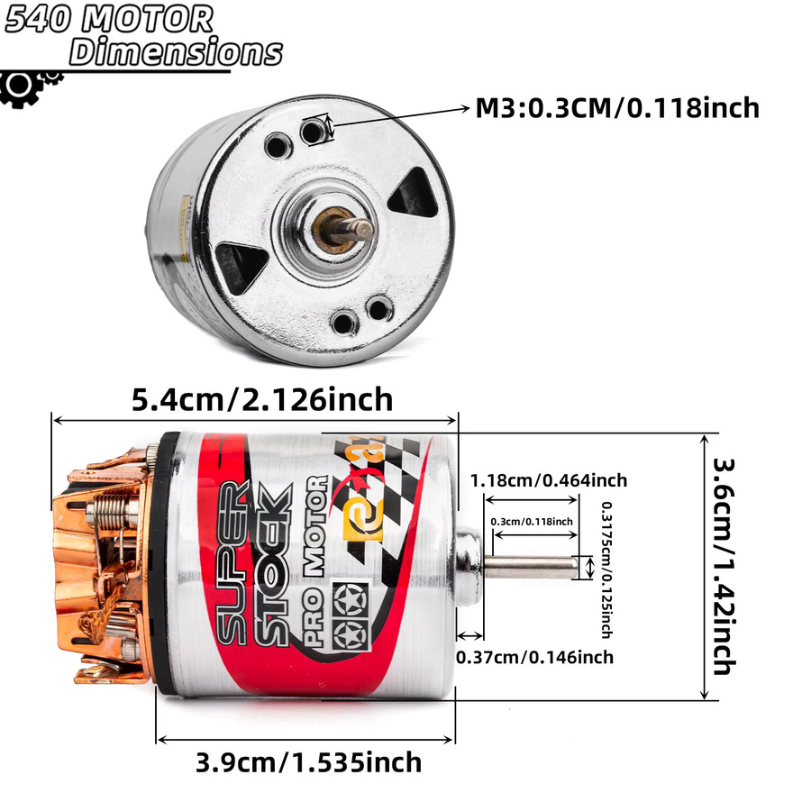 RCXAZ 540 Bürstenmotor Wasserdicht, für 1:10 RC Car Crawler - Bild 5
