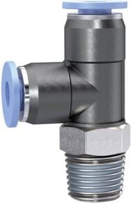 Riegler T-Steckverschraubung Blaue Serie mini, L-Form, drehbar, R 1/8, Blau - Bild 1