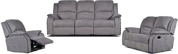 Vente-unique Couchgarnitur Hernani in Grau mit 3-Sitzer, 2-Sitzer und Sessel aus Microfaser, B/T/H: 210 x 158 x 100 cm