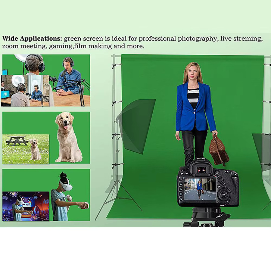 Fotohintergrund aus reiner Baumwolle für Studio und Live-Streaming in Grün, Weiß oder Schwarz - Bild 2
